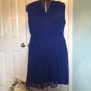 Roz & Ali pintucked bright blue sleeveless dress